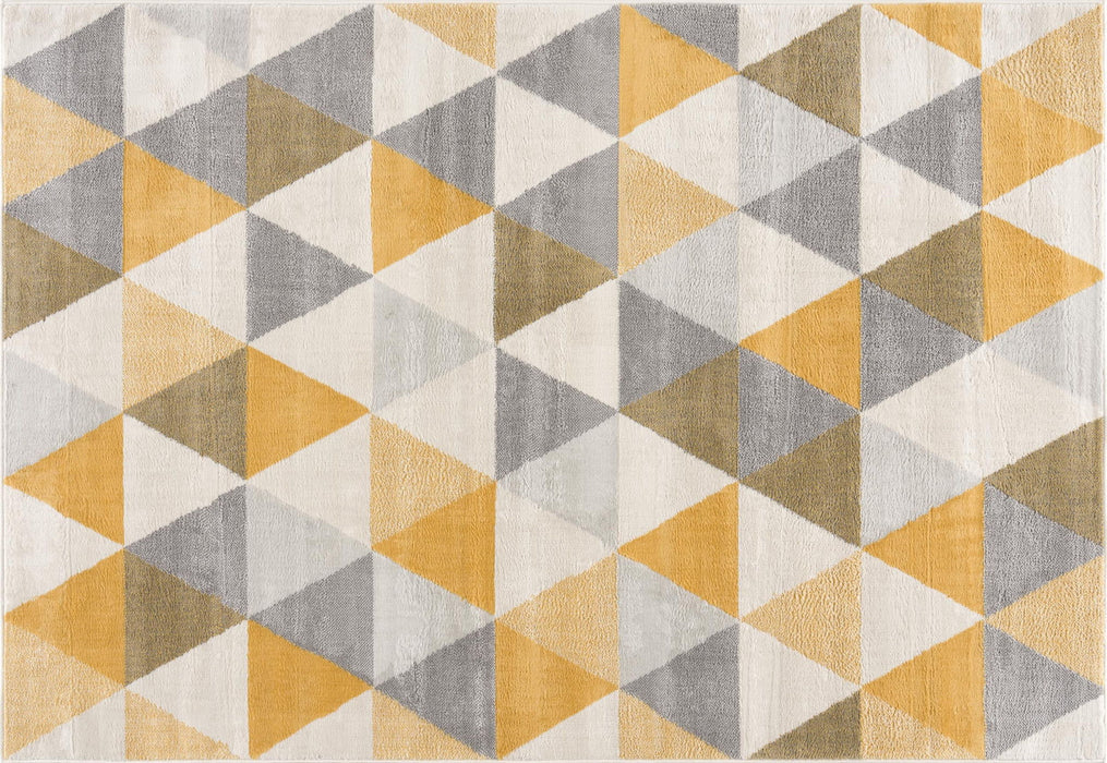 12' x 18' Geometric Washable Non Skid Area Rug - Yellow