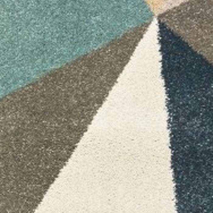 9' x 12' Retro Wedge Indoor Indoor Area Rug - Blue Green Beige