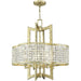 24-inch gold and clear metal chandelier with four shades, dimmable lighting, designed by HomeRoots.