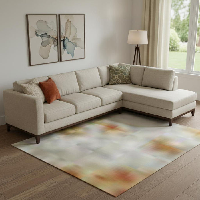 10' X 14' Abstract Washable Area Rug With UV Protection (718370) - Blush / Teal
