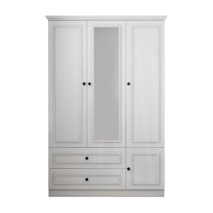 71" Mirro Four Door Two Drawer Combo Dresser - White