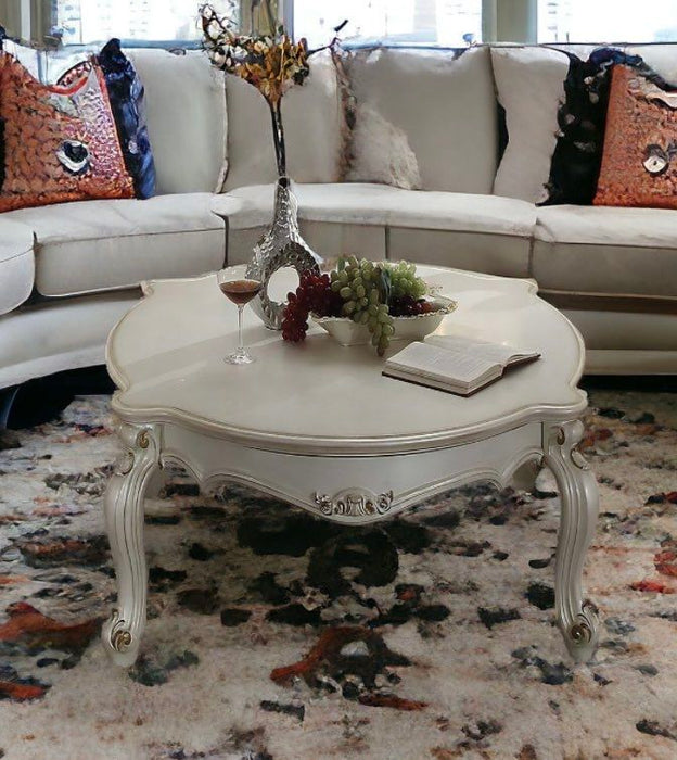 Solid And Manufactured Wood And Polyresin Coffee Table - Pearl