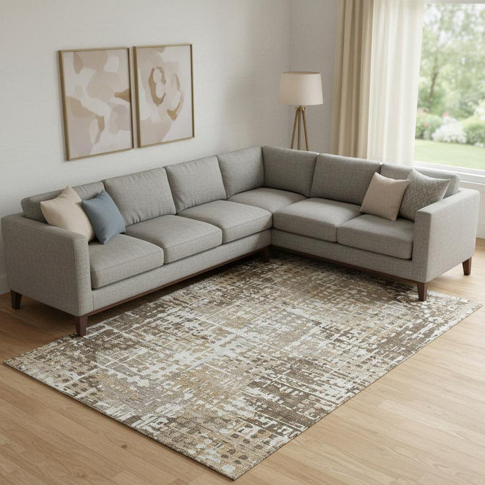 10' X 14' Geometric Washable Area Rug With UV Protection (718382) - Brown / Beige