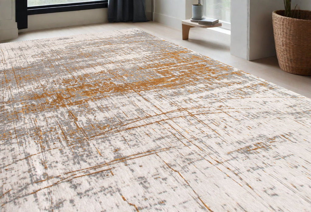 5' x 7' Abstract Non Skid Area Rug - Gray And Gold