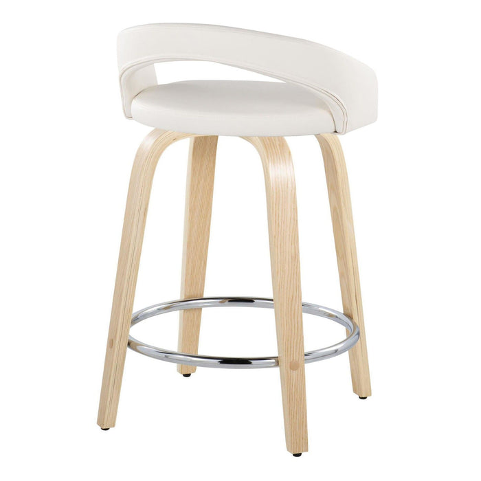 Grotto - 31" Upholstered Fixed-Height Counter Stool (Set of 2) - Natural Wood Base