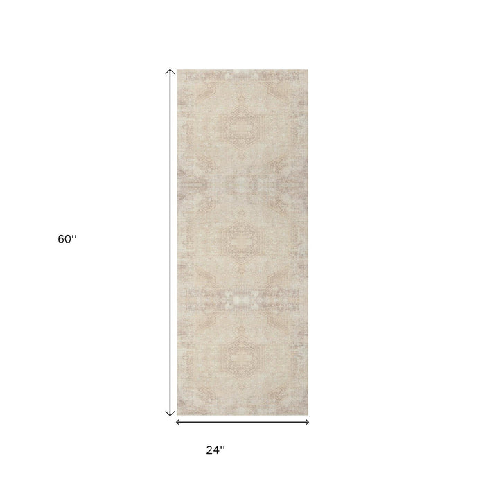 2' X 5' Medallion Runner Rug (534006) - Beige