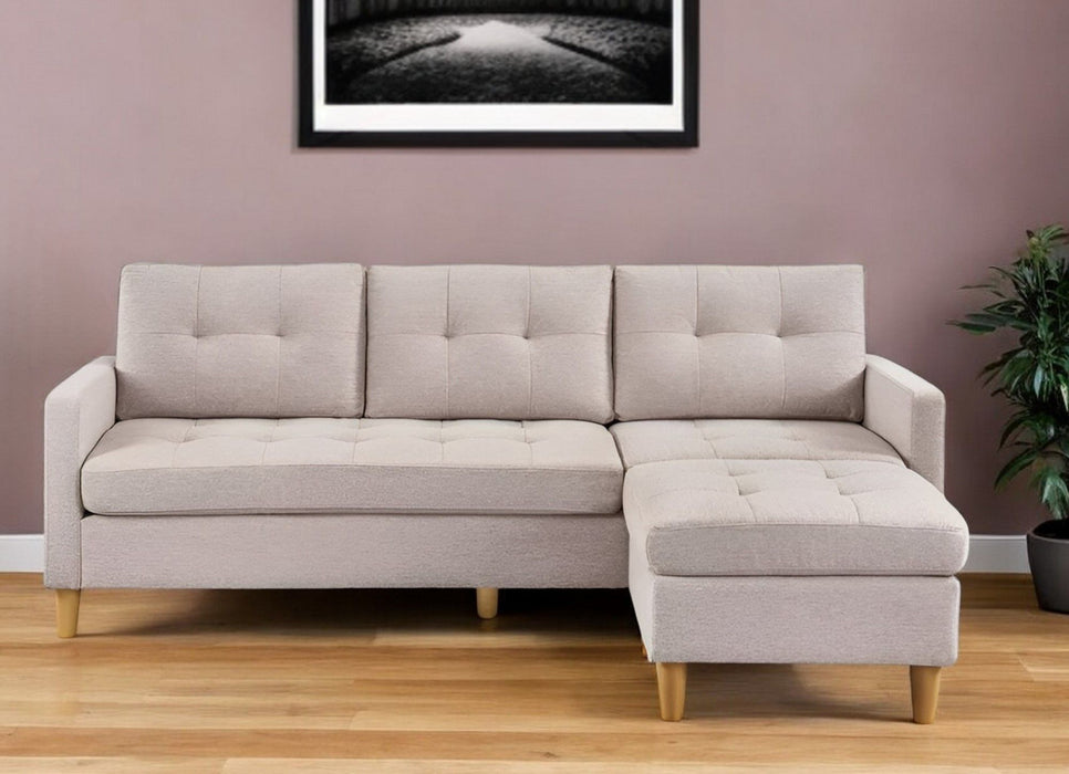 Polyester Blend Sofa With Ottoman With Natural Legs - Beige
