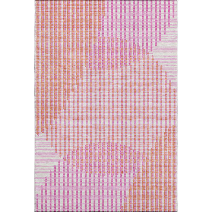 10' X 14' Geometric Washable Area Rug With UV Protection (678814) - Pink / Ivory / Orange