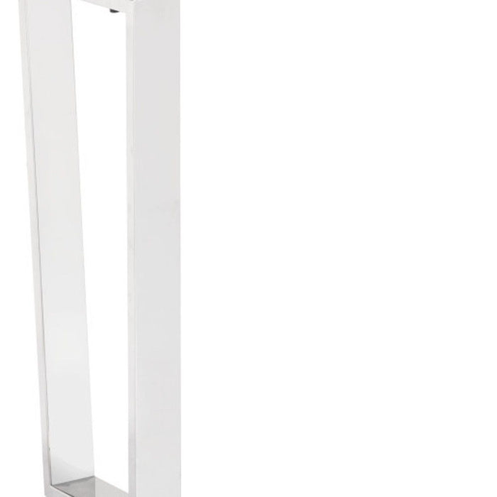 Faux Marble Sled Console Table - White And Silver