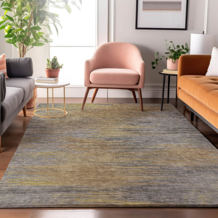 10' X 14' Transitional Abstract Washable Area Rug With UV Protection - Brown And Taupe