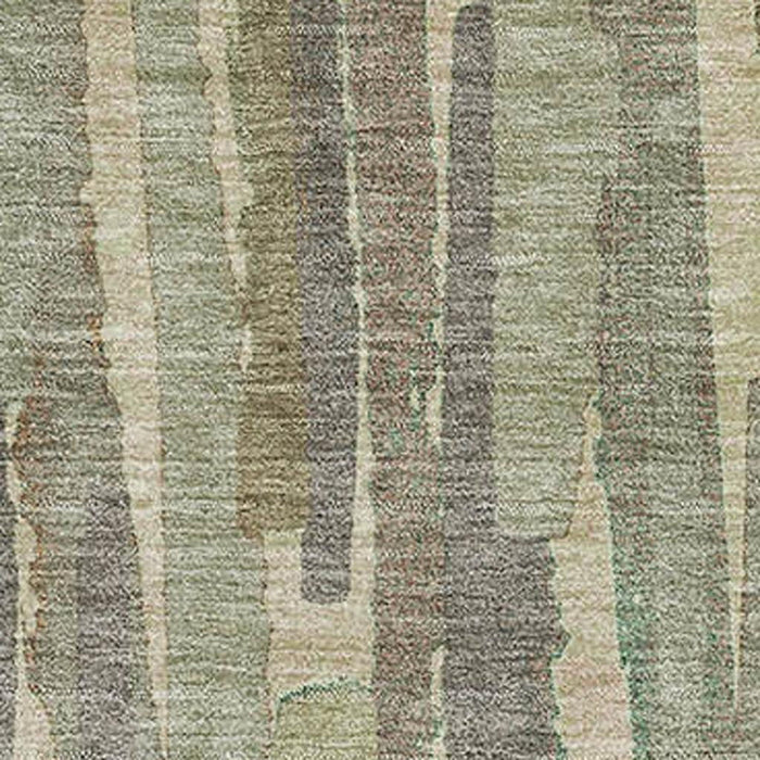 10' X 14' Striped Washable Area Rug With UV Protection (692928) - Artichoke Green / Copper / Beige