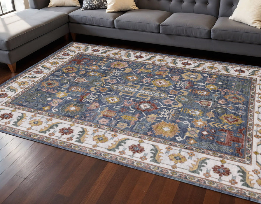 8' X 10' Medallion Area Rug (661370) - Blue / Cream / Yellow