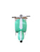 Green and white novelty scooter accent cabinet with two shelves by HomeRoots, featuring a playful open cabinet design.