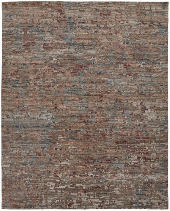 5' x 8' Wool Abstract Hand Knotted Area Rug - Red And Blue