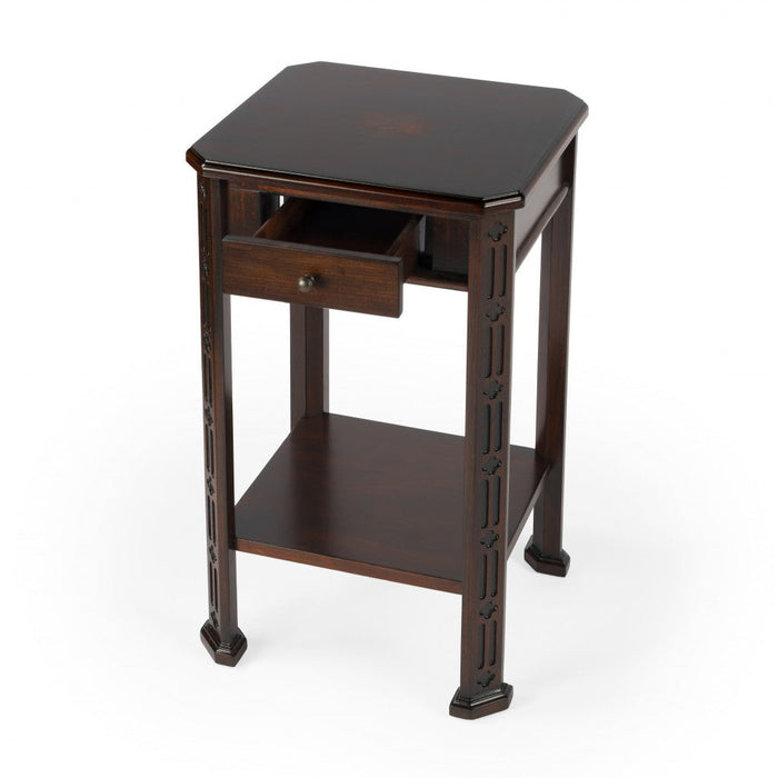 Manufactured Wood Rectangular End Table With Drawer And Shelf - Dark Brown And Cherry