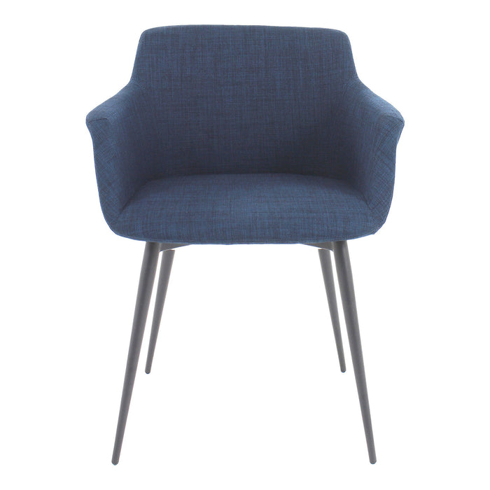 Upholstered Fabric Dining Arm Chairs (Set of 2) - Blue / Silver