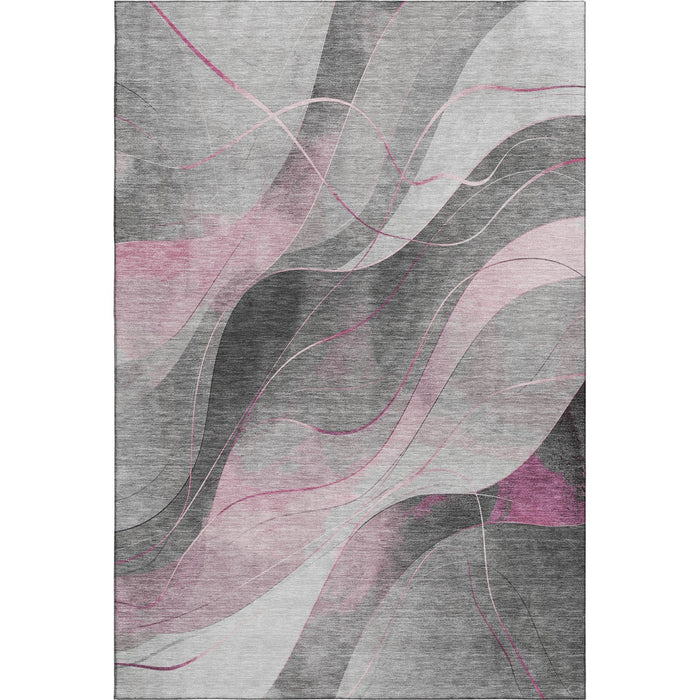 10' X 14' Abstract Washable Area Rug With UV Protection (696602) - Pink / Gray / Silver