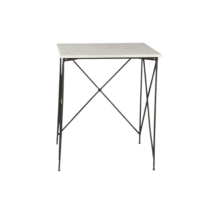 Marble And Metal Square Nested Tables (Set of 2) - Black And White