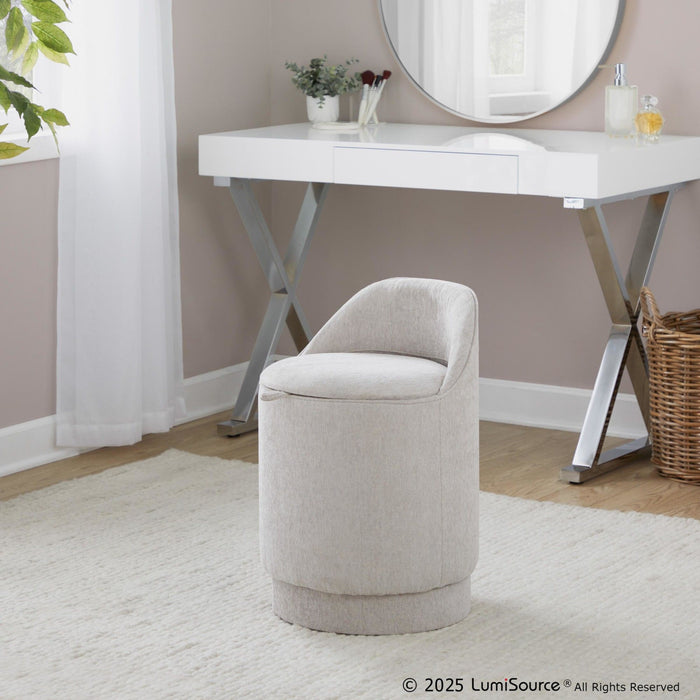Marla - Upholstered Vanity Stool - Gray Fabric