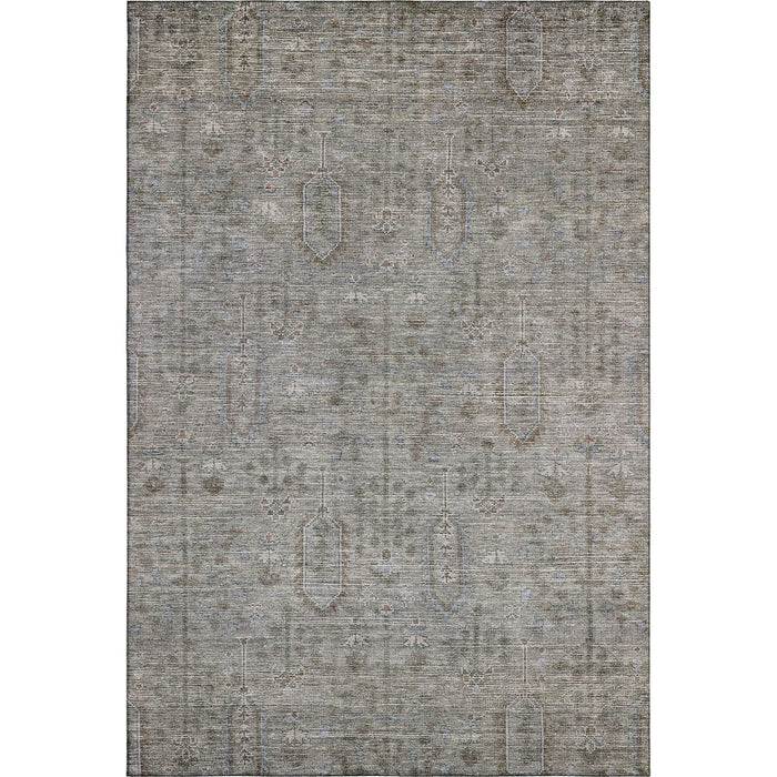 9' X 12' Southwestern Washable Area Rug With UV Protection - Granite Gray And Silver