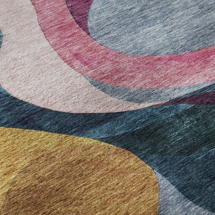 10' X 14' Abstract Washable Area Rug With UV Protection (684852) - Green / Pink / Purple / Teal