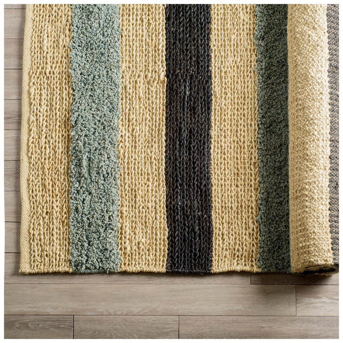8' X 10' Jute Striped Hand Woven Area Rug (609368) - Black / Tan