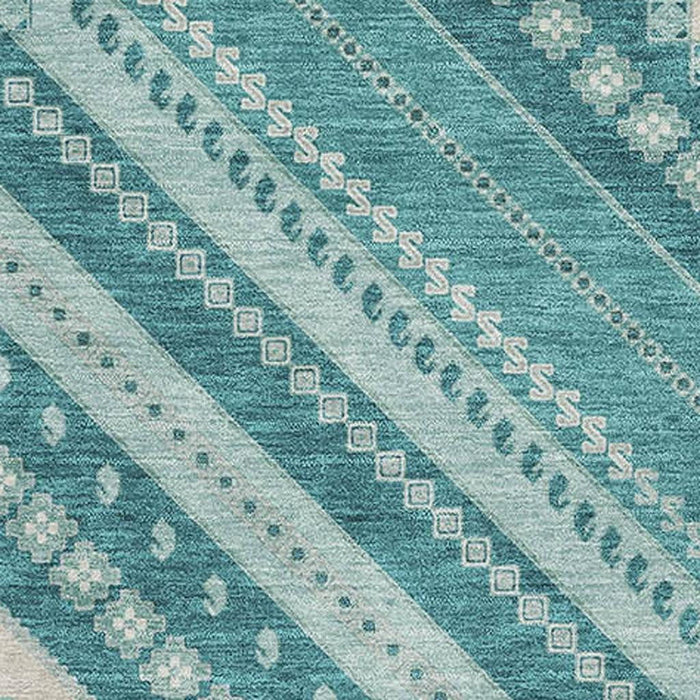 10' X 14' Tribal Washable Area Rug With UV Protection (679318) - Teal / Beige / Aqua