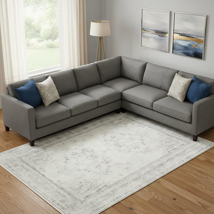 8' X 10' Medallion Washable Non Skid Area Rug (534026) - Gray / Ivory