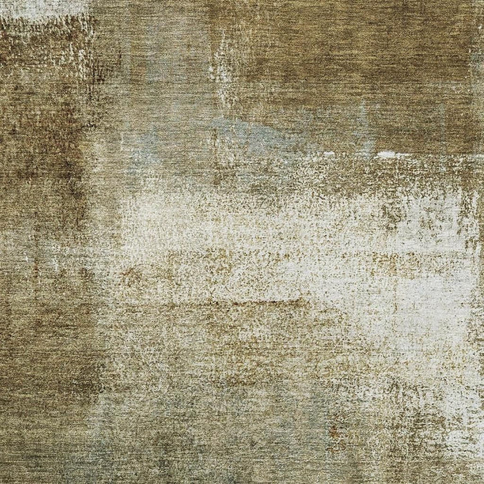 8' X 10' Abstract Washable Area Rug With UV Protection - Brown / Ivory