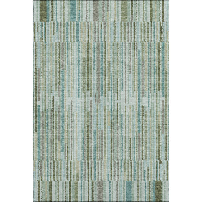 10' X 14' Striped Washable Area Rug With UV Protection (717863) - Sage / Teal
