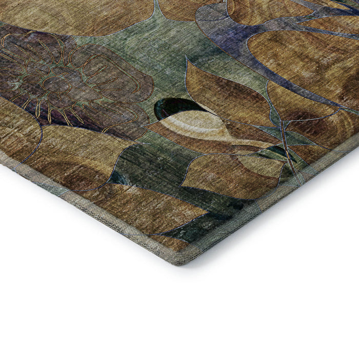 8' X 10' Abstract Distressed Washable Area Rug With UV Protection (648962) - Beige / Blue / Purple
