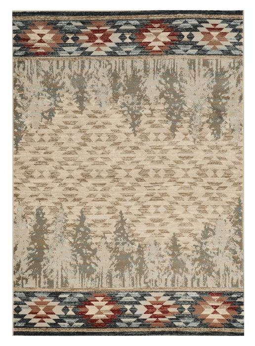9' x 12' Woodland Lodge Area Rug - Ivory Beige And Gray