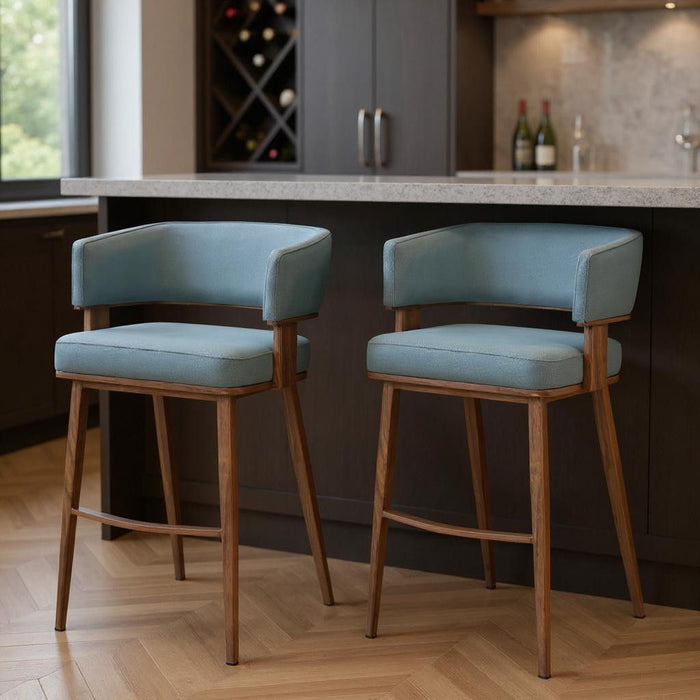 29" Fabric Low Back Bar Chairs (Set of 2) - Gray