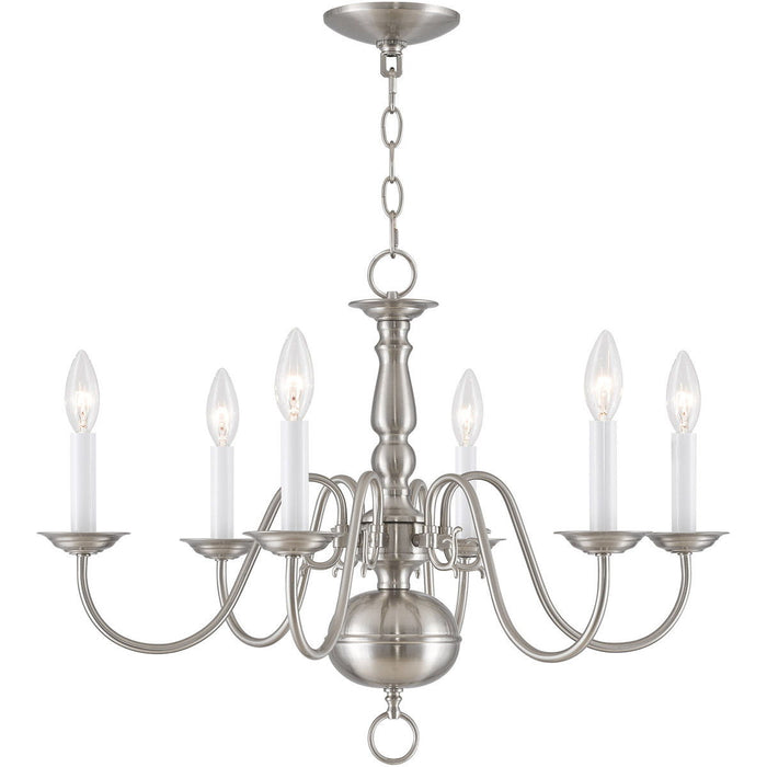 18" Six-Light Dimmable Chandelier With Shades - Nickel