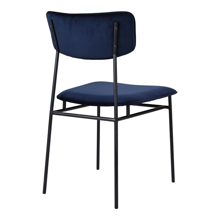 Upholstered Velvet Open Back Dining Side Chair - Blue / Black