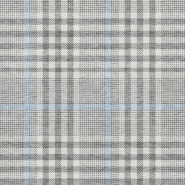 10' X 14' Plaid Washable Area Rug With UV Protection (682637) - Gray / Ivory / Blue