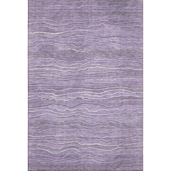 10' X 14' Striped Washable Area Rug With UV Protection (697722) - Purple / Ivory