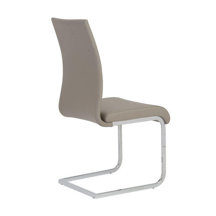 Upholstered Leather Dining Side Chairs (Set of 4) - Taupe