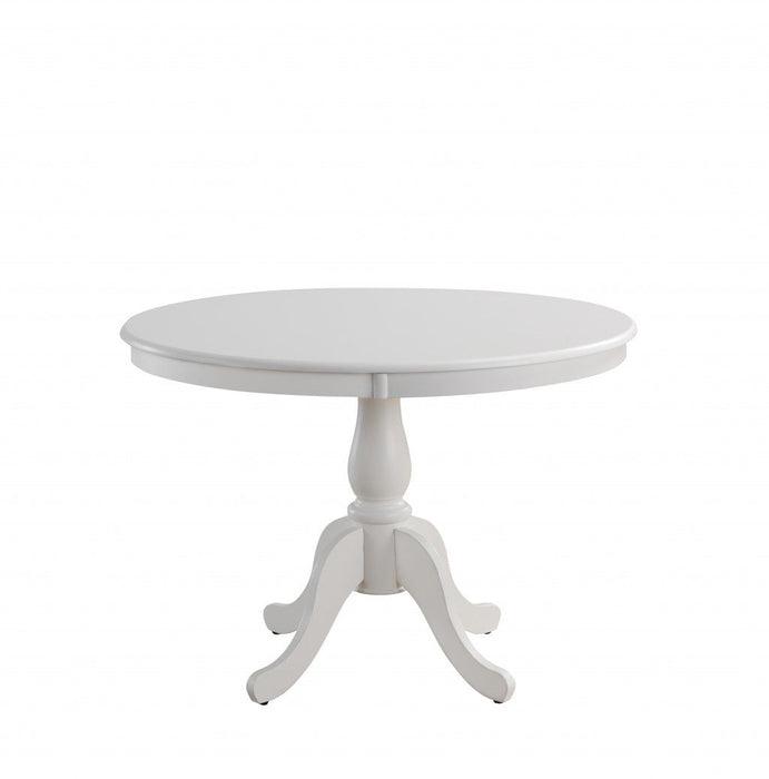 42" Rounded Solid Manufactured Wood And Solid Wood Pedestal Base Dining Table - White