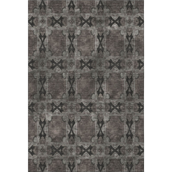 10' X 14' Floral Medallion Washable Area Rug With UV Protection (649486) - Gray / Charcoal