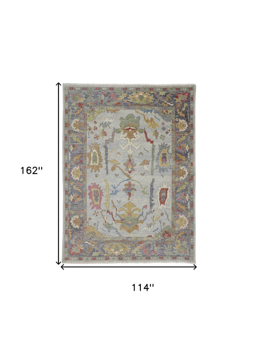 9' X 13' Wool Oriental Hand Knotted Area Rug With Fringe - Gray And Gold