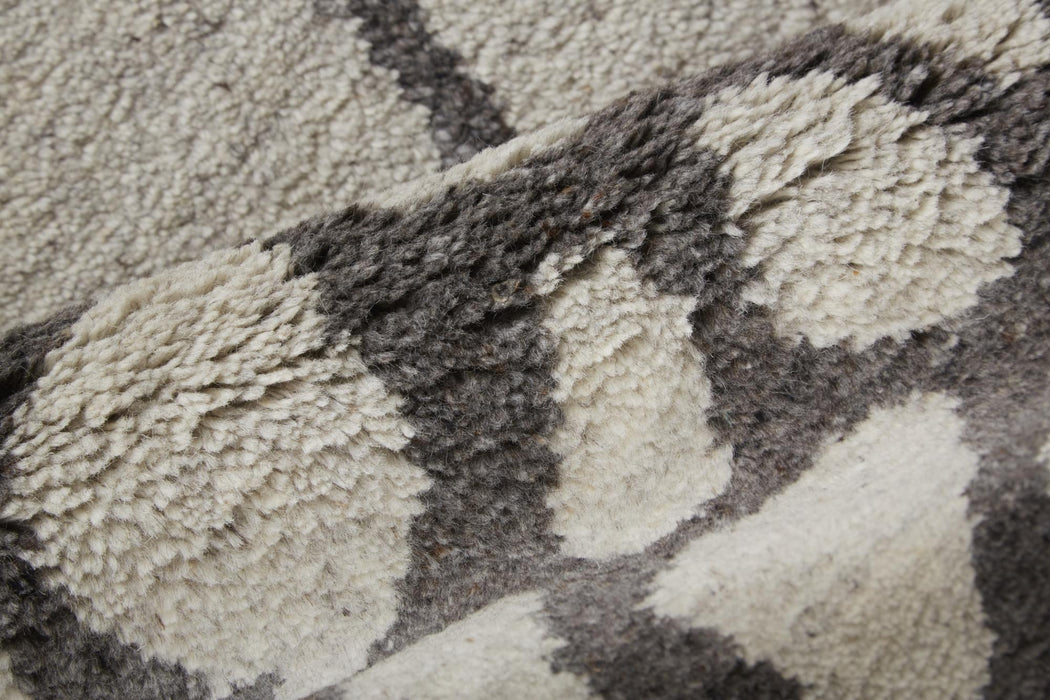 5' X 8' Wool Abstract Hand Knotted Area Rug (744194) - Ivory / Gray