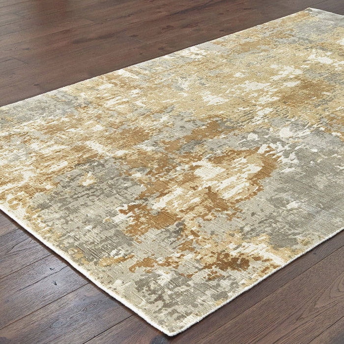 10' x 14' Abstract Hand Loomed Stain Resistant Area Rug - Gray And Brown
