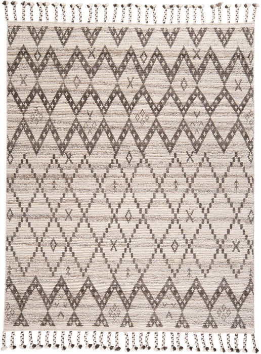 9' x 13' Wool Geometric Hand Knotted Area Rug - Taupe And Ivory
