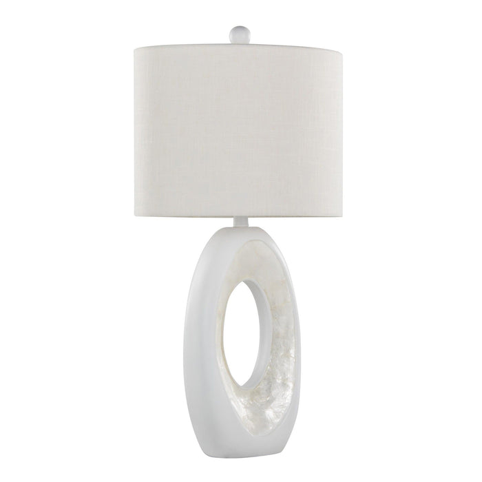 Pearl - 29" Polyresin Table Lamp (Set of 2) - Matte White Poly, Natural Shell And White Linen Shade from Grandview Gallery