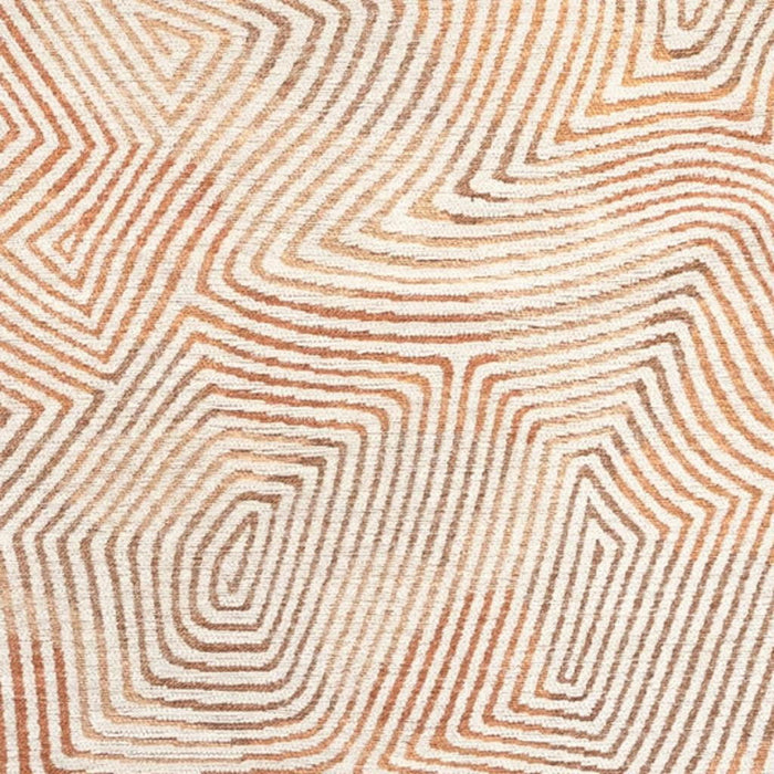 8' Geometric Washable Round Rug With UV Protection (609993) - Beige / Orange / Brown