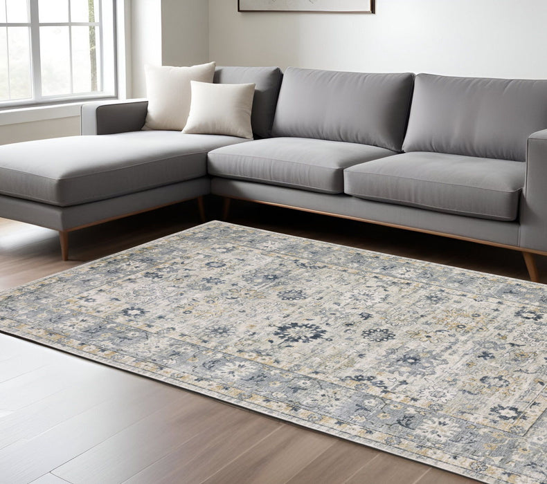 6' X 9' Oriental Hand Tufted Area Rug - Gray And Blue