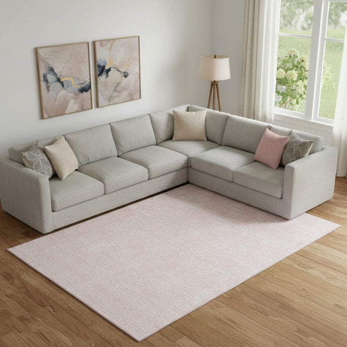 10' X 14' Geometric Washable Area Rug With UV Protection (670730) - Pink / Ivory