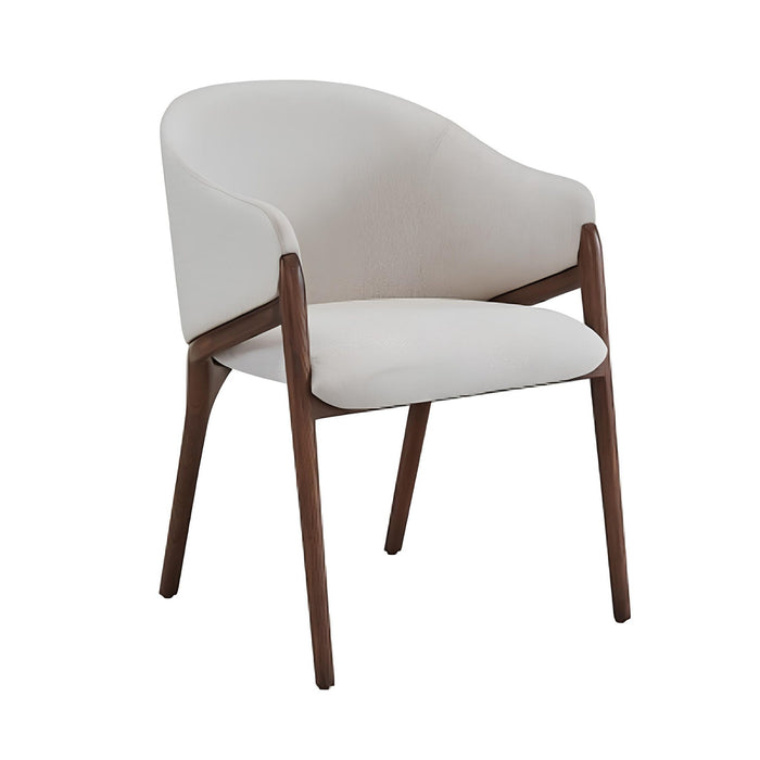 Upholstered Fabric Wing Back Dining Arm Chair - Cream
