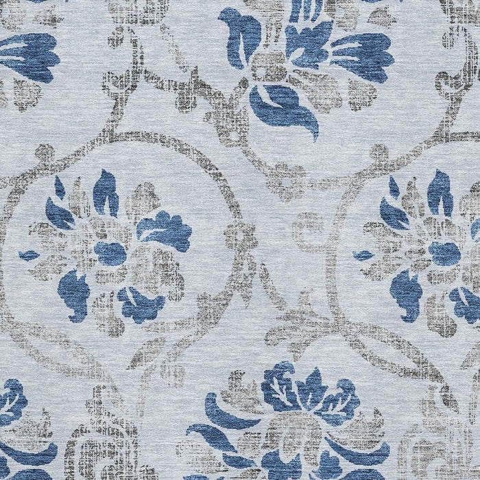10' X 14' Floral Washable Area Rug With UV Protection - Sky Blue